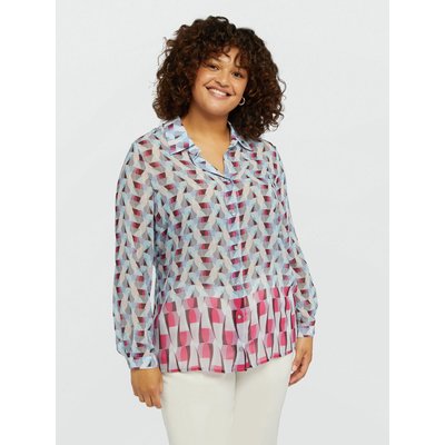 Chemise légère en georgette à imprimé géométrique, avec bord haut à la base FIORELLA RUBINO