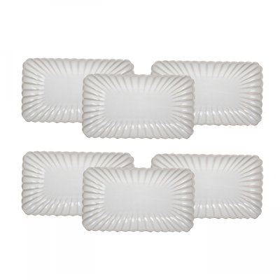 Lot de 6 grandes assiettes rectangulaires, Coquillage ARTIME