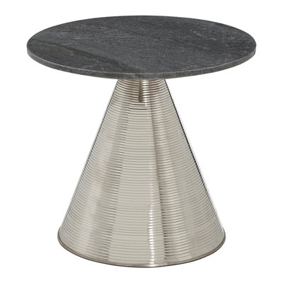 Table with Grey Marble Top and Silver Finish Base SO'HOME