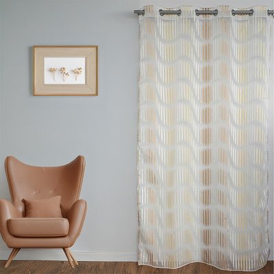 Voilage en jacquard fantaisie à rayures verticales ondulées HOME MAISON