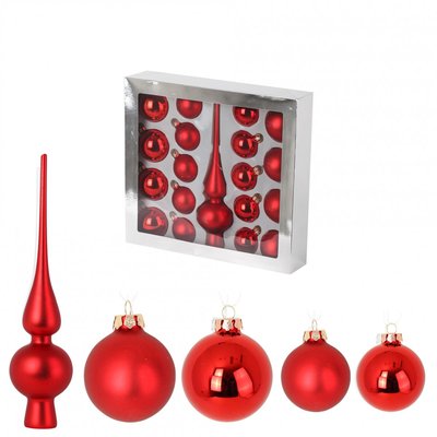 Kit de 19 Boules de Noel rouge DOUCEUR D'INTÉRIEUR