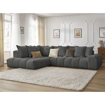Canapé d'angle fixe 4 places en tissu chiné, EVEREST BOBOCHIC