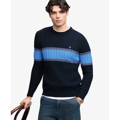 Pull en maille torsadée à rayures en coton SUPERDRY