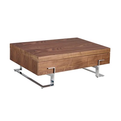 Table basse en bois de noyer et acier chromé ANGEL CERDA
