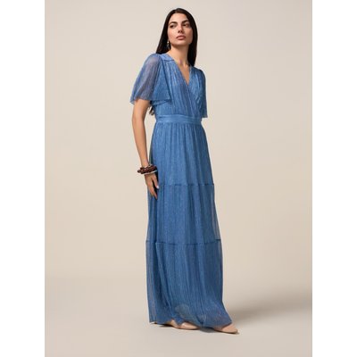 Robe longue évasée réalisée en jersey plissé OLTRE