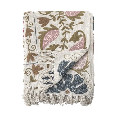 Plaid brodé floral coton  CEVA BLOOMINGVILLE