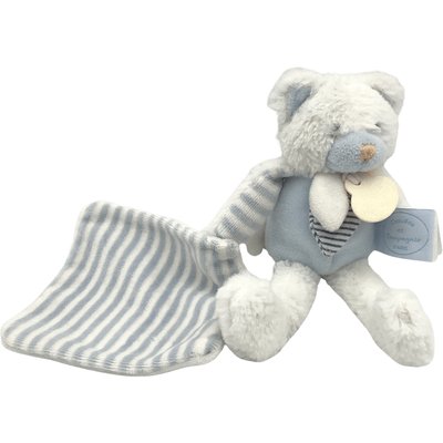 Ours Blanc Bleu - Très bon état DOUDOU ET COMPAGNIE