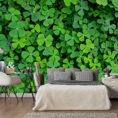 Papier peint intissé panoramique Fleurs Green Clover EDEN