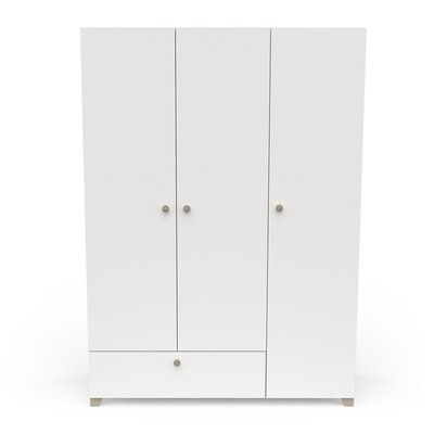 Armoire 3 portes et 1 tiroir avec penderie et lingère décor chêne kronberg et blanc - L 134,6 cm CALICOSY