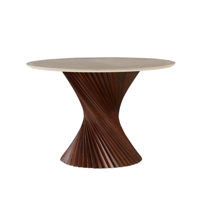 Table à manger ronde en bois de manguier et en céramique MYLAE MADE IN MEUBLES 