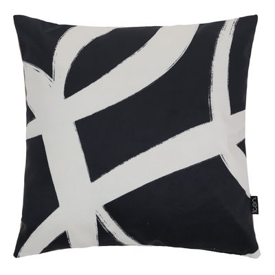 Coussin en velours à imprimé ligne monochrome ICON