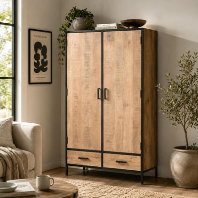 Buffet haut 2 portes bois et métal FULTON PIER IMPORT