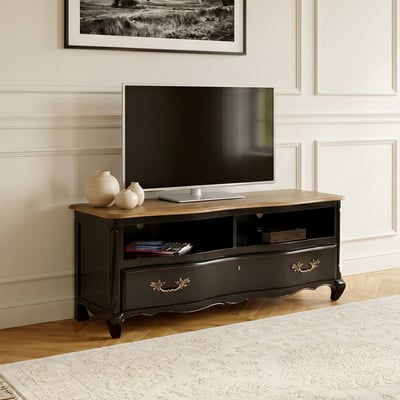 Meuble tv style shabby chic plateau en chêne SERRENA ROBIN DES BOIS