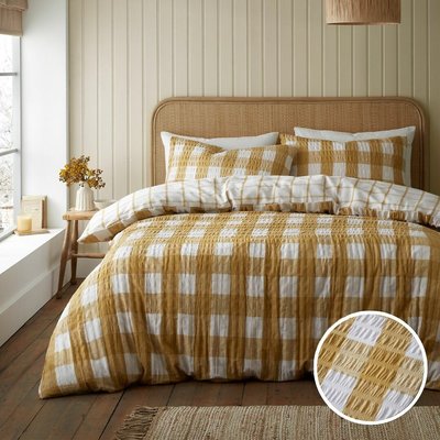 Brushed Seersucker Gingham Duvet Cover and Pillowcase Set CATHERINE LANSFIELD