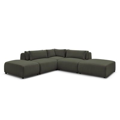 Canapé modulable 5 places en tissu chiné, JANA BOBOCHIC