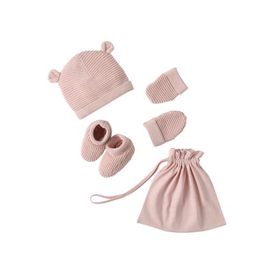 Ensemble bonnet, moufles et chaussons naissance et son sac assorti Oeko-Tex® VERTBAUDET