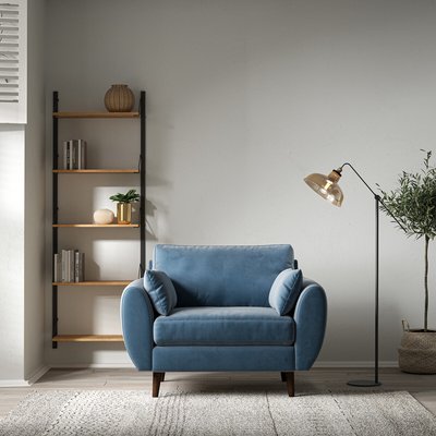 Ada Scandi Velvet Snuggle Chair with Dark Wood Legs SO'HOME