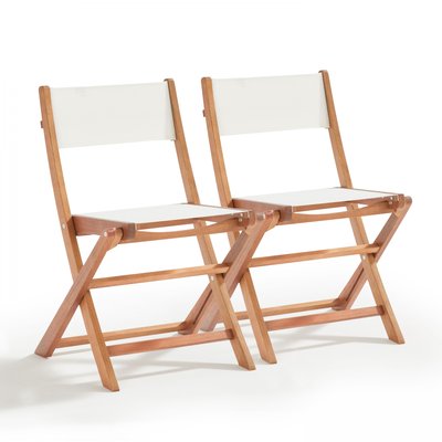 Lot de 2 chaises pliantes textilène et bois, SETE OVIALA