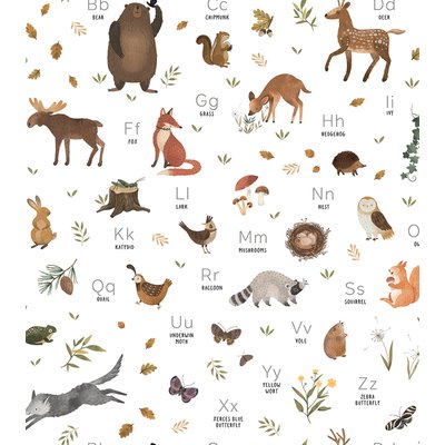 Papier peint enfant motif Abécédaire forêt NORWOOD LILIPINSO
