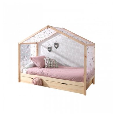 Dallas Lit ZH Naturel + Tente textile Papillon + lit gigogne VIPACK