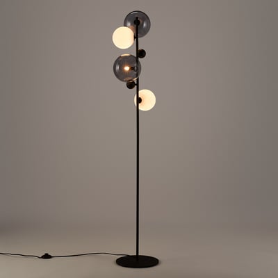 Bullesco Smoked Glass and Metal Floor Lamp AM.PM