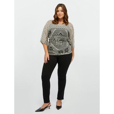 T-shirt en tulle léger à l’imprimé bandana noir et blanc avec un top à porter dessous FIORELLA RUBINO