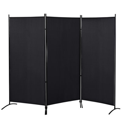 Paravent 3 panneaux sur pied brise-vue séparateur métal polyester HOMCOM