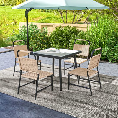 Ensemble de jardin 5 pièces table carrée 4 chaises résine verre OUTSUNNY