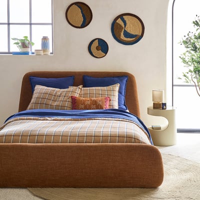 Letto contenitore con rete sollevabile, tessuto ciniglia, STEEN LA REDOUTE INTERIEURS