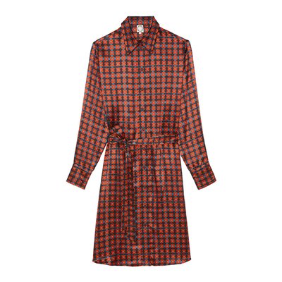 Robe Amour soie imprimé marron INES DE LA FRESSANGE PARIS