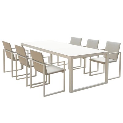 Ensemble repas en aluminium avec fauteuil, COMO AU JARDIN DE CHLOÉ