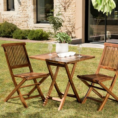 Salle à manger de jardin table pliante et chaises teck massif SUMMER PIER IMPORT