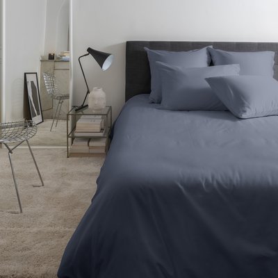 Housse de couette satin de coton lavé bio QUARTZ CARRE BLANC
