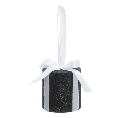 Décoration de sapin cadeau rond noir 6cm ATMOSPHERA