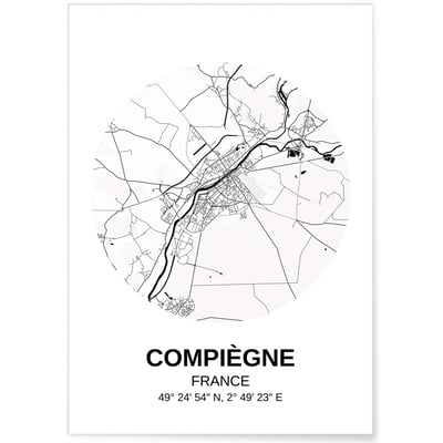 Affiche Carte Compiègne L'AFFICHERIE