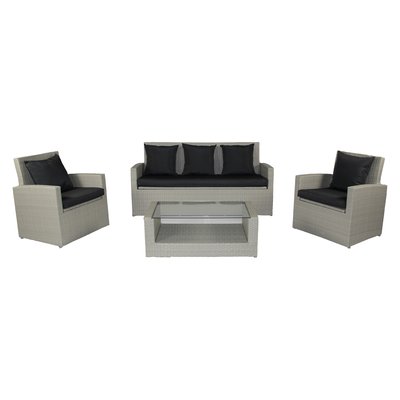 Salon de jardin en résine tressée PVC-CONFORT DCB GARDEN