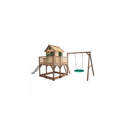 AXI Classic Liam Maisonnette avec balancoire nid  Marron vert Toboggan Blanc AXI HOUSE
