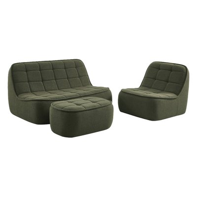 Canapé modulable bouclette texturée 3 places avec repose pied BONI SWEEEK