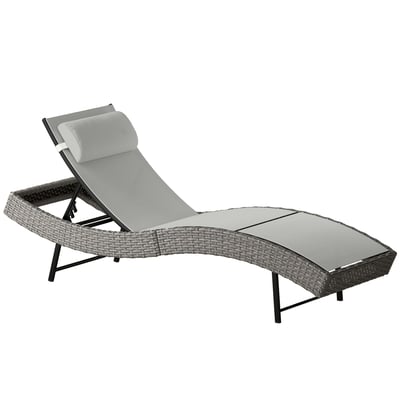 Chaise longue individuelle en rotin (modèle « OUTSUNNY