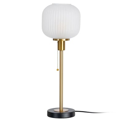 Lampe à poser à tirette noir et doré abat-jour verre poli 20x20x60cm WADIGA