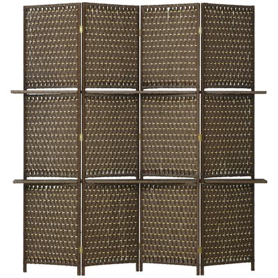 Séparateur de pièces 4 panneaux 2 étagères pliables HOMCOM