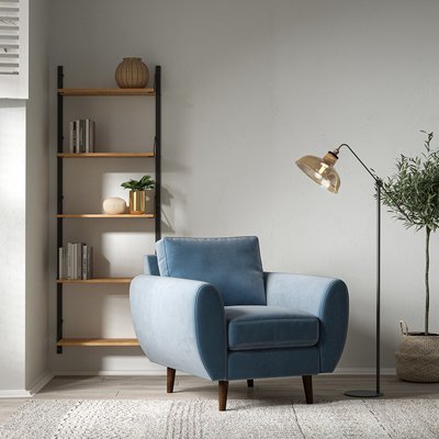 Ada Scandi Velvet Armchair with Dark Wood Legs SO'HOME