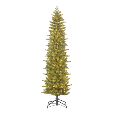 Sapin de Noël artificiel étroit et enneigé avec LED H260 cm HARMA BLACK BOX TREES