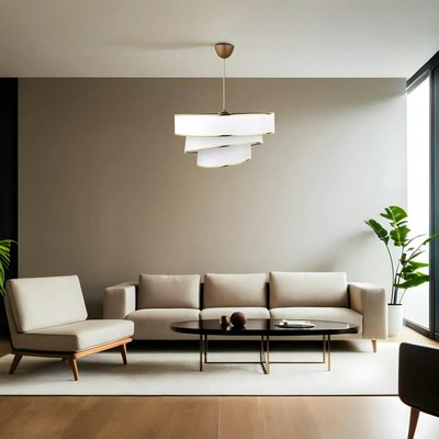 Suspension moderne blanche - abat-jour triple, moderne ZURICH PIER IMPORT