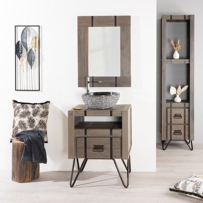 Meuble en métal et mindi rectangle 60 cm LOFT WANDA COLLECTION