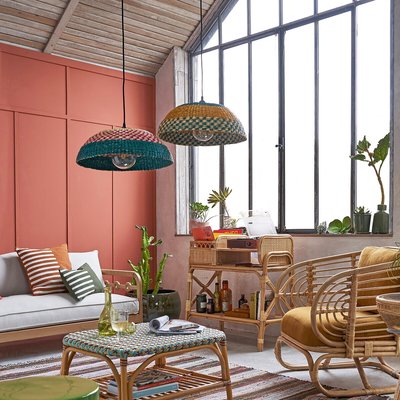 Hilo Colourful Woven Straw 44cm Diameter Ceiling Light Shade LA REDOUTE INTERIEURS