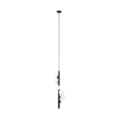 Suspension design noir mate avec 6 boules en verre BOITE A DESIGN
