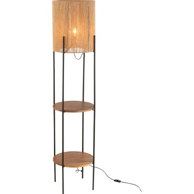 Lampe sur pied bois et métal  design avec étagères intégrées RECOLLECTION