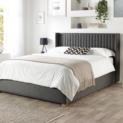 Soho Fabric Ottoman Storage Bed with Upholstered Winged Headboard CATHERINE LANSFIELD