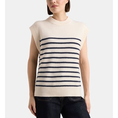 Pull marinière sans manches folal rayé en cachemire GALERIES LAFAYETTE